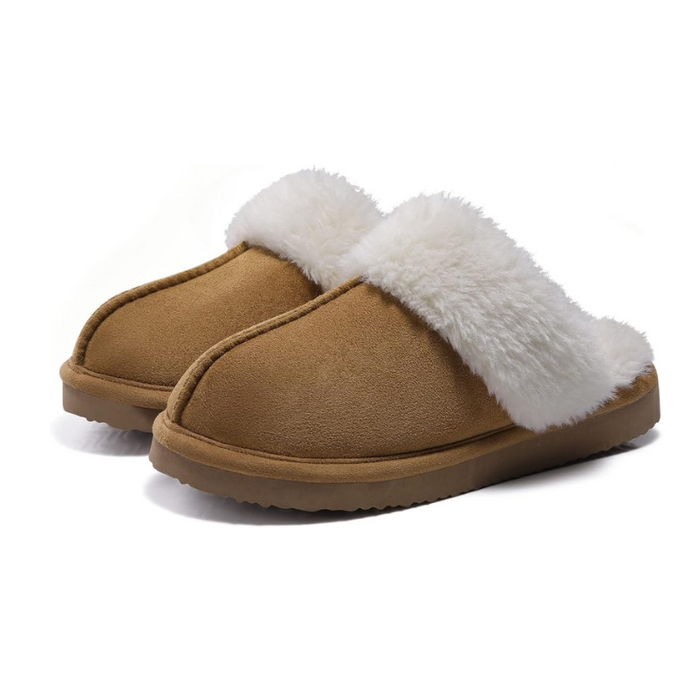 Faux Fur Lining Fuzzy Pull On Slippers With Memory Foam