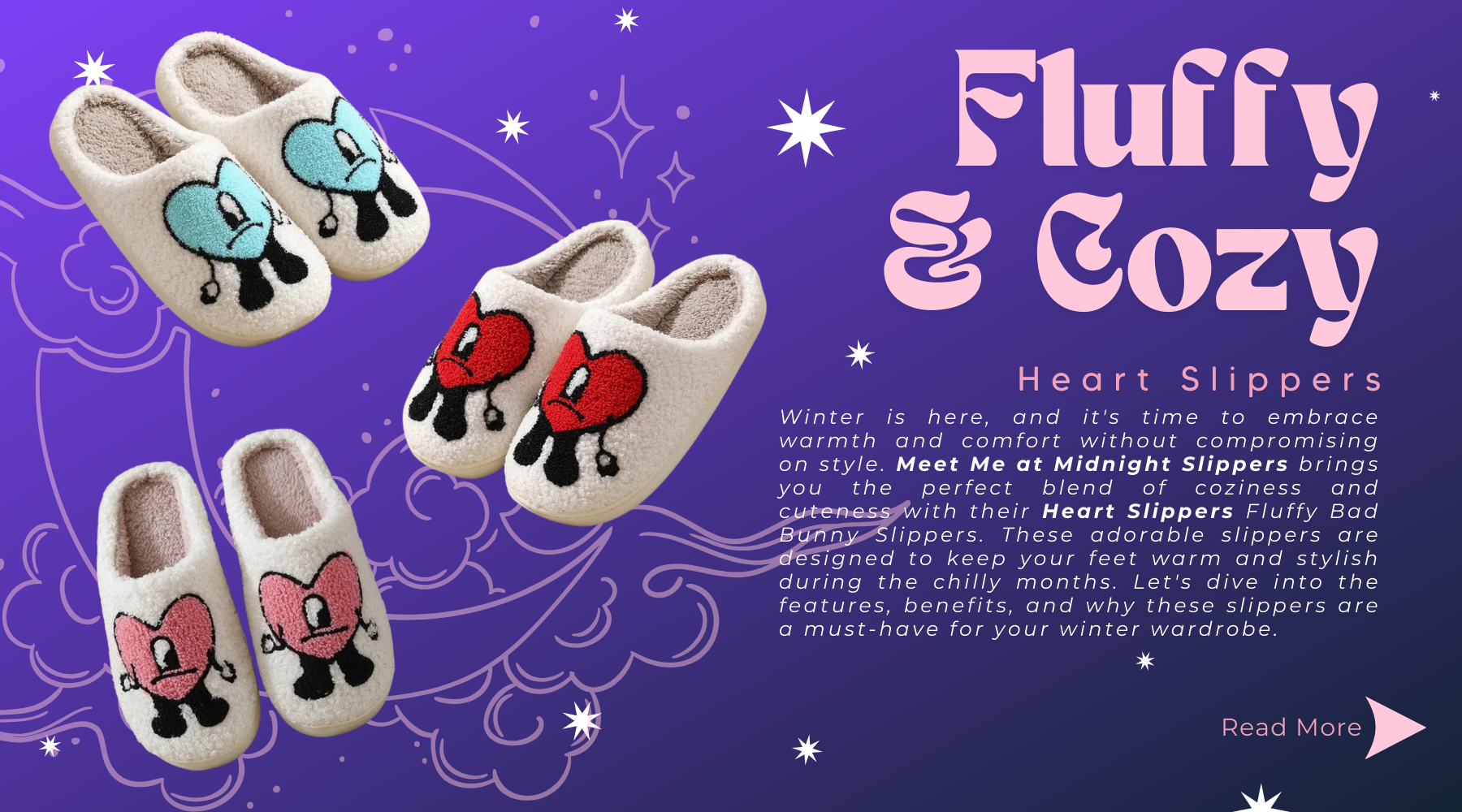 Cozy Up In Style: Heart Slippers Fluffy Bad Bunny Slippers For Winter Comfort