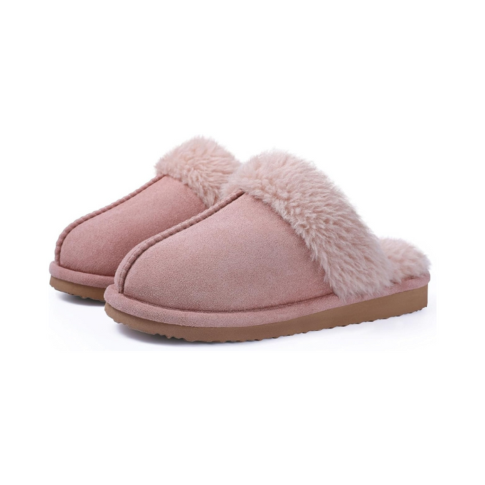 Faux Fur Lining Fuzzy Pull On Slippers With Memory Foam