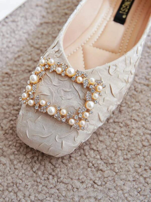 Pearl Designed Square Toe Loafers