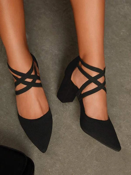 Cross Strap Pointed Pumps