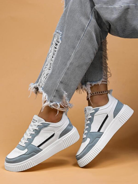 Lace Up Patch Detail Skate Sneakers