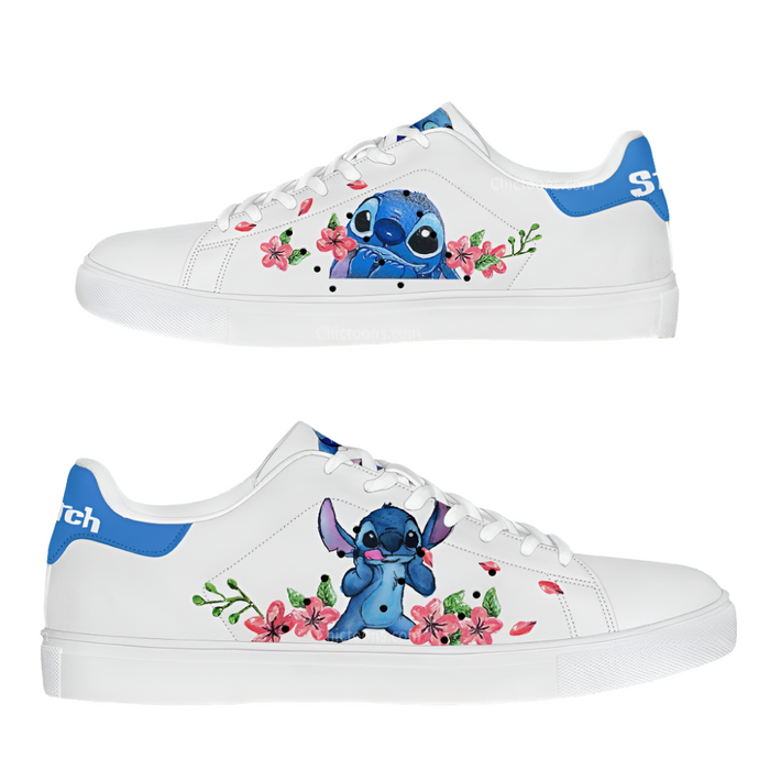 Stitch Flower Paint Pattern Casual Sneakers