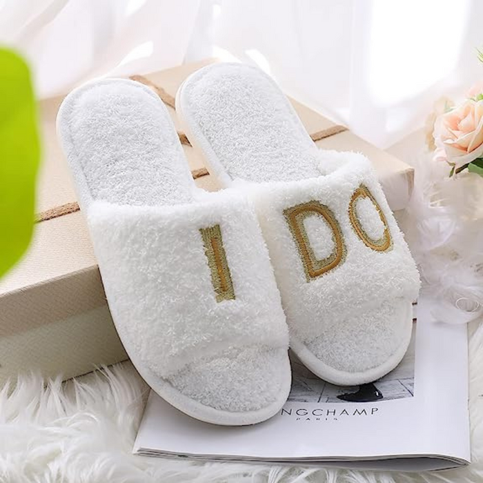 Letter Printed Furry Slippers