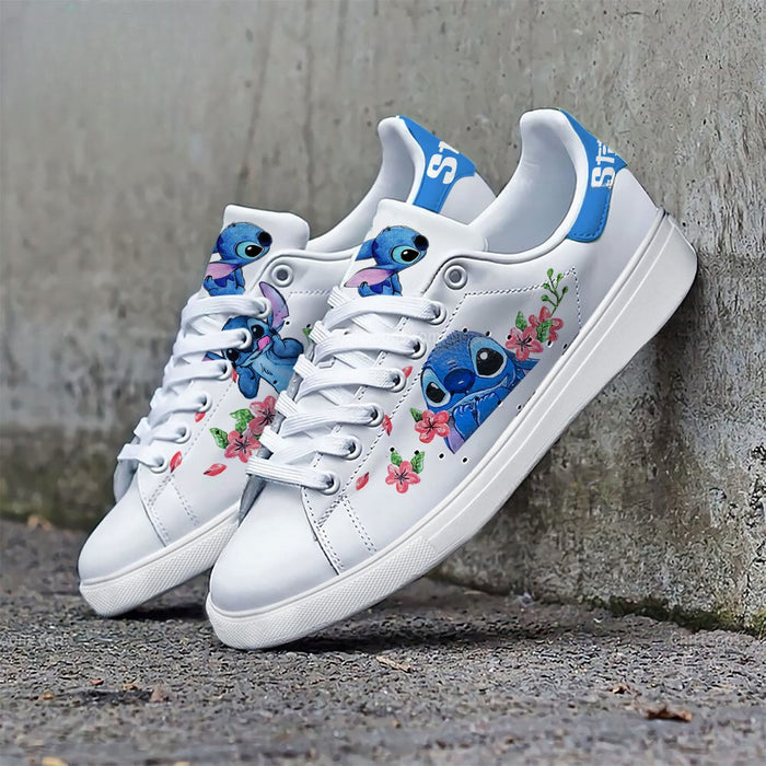 Stitch Flower Paint Pattern Casual Sneakers