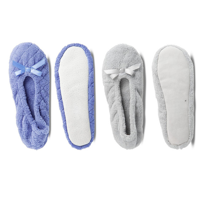 Pack Of 2 Quilted Solid Ballet Flat Slippers