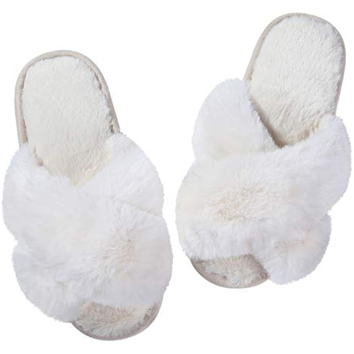 Fuzzy Slippers Cross Band