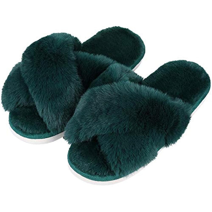 Fuzzy Slippers Cross Band