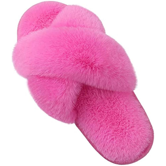 Fuzzy Slippers Cross Band