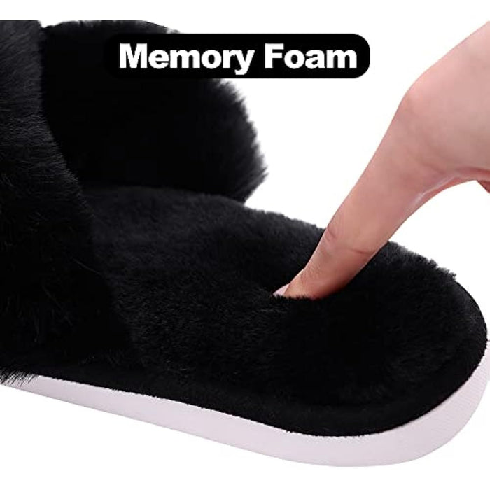 Fuzzy Slippers Cross Band