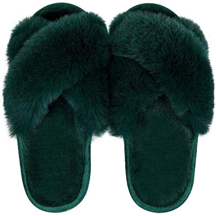 Cross Band Fuzzy Slippers