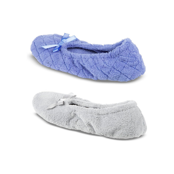 Pack Of 2 Quilted Solid Ballet Flat Slippers