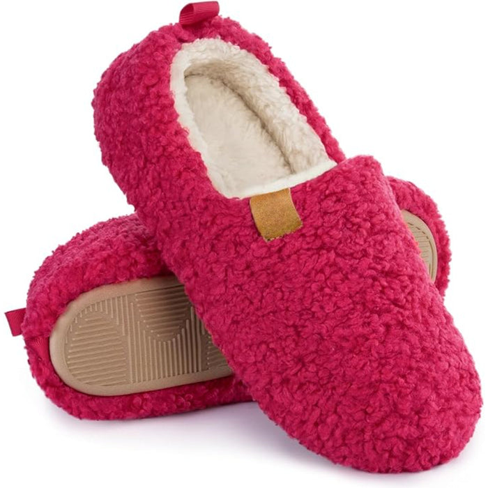 Memory Foam Support Cozy Faux Wool House Slippers