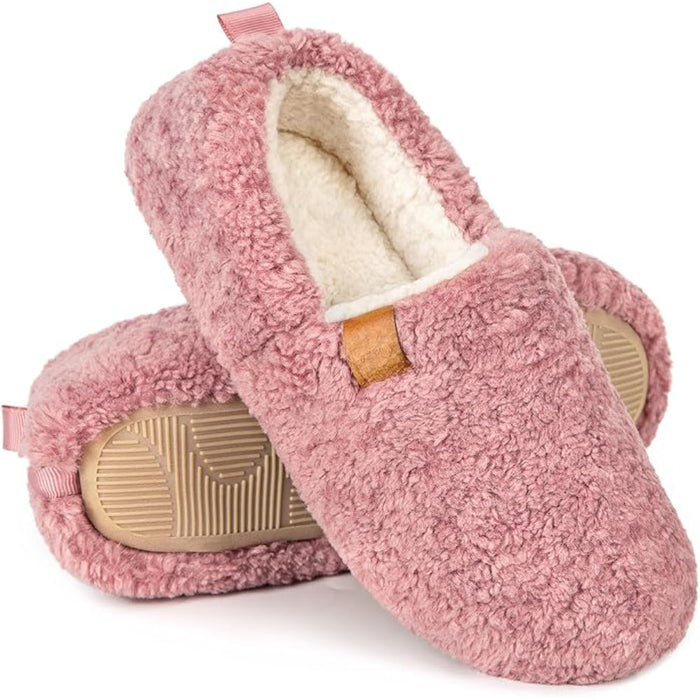 Memory Foam Support Cozy Faux Wool House Slippers