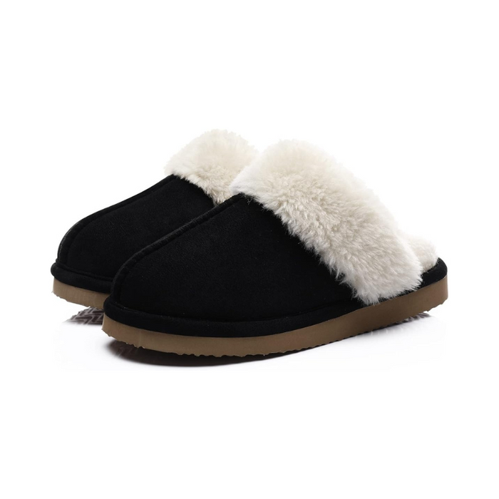 Faux Fur Lining Fuzzy Pull On Slippers With Memory Foam