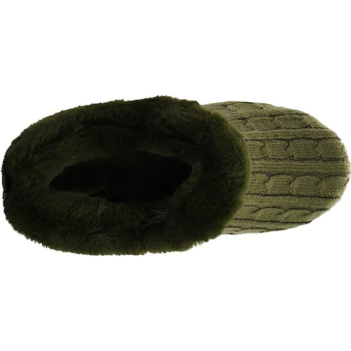 Cable Knit Memory Form Slipper With Rubber Sole