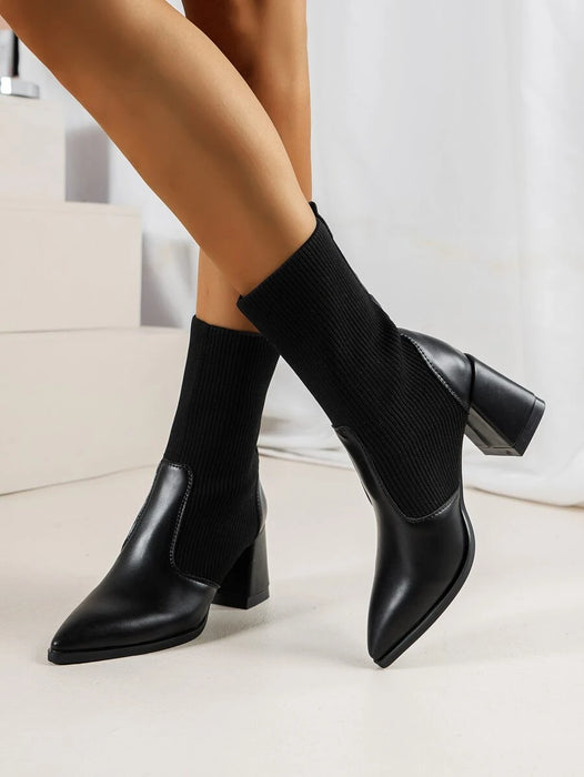 Chunky Elastic Pointed Shoes