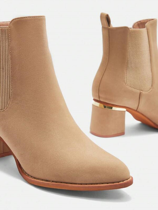 Elegant Apricot Chelsea Chunky Heeled Boots