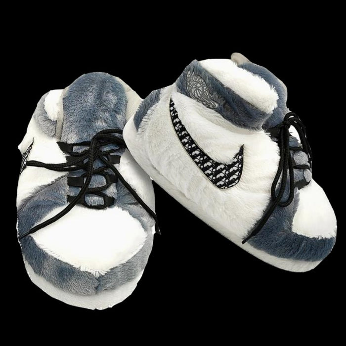 Lace Up Comfy Canvas Fluffy Plush Sneaker Slippers