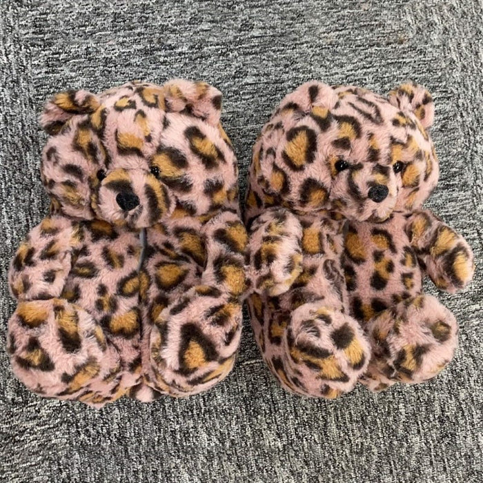 Leopard Teddy Bear Slippers