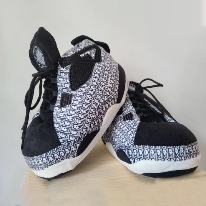 Patterned Plush Sneaker Slippers
