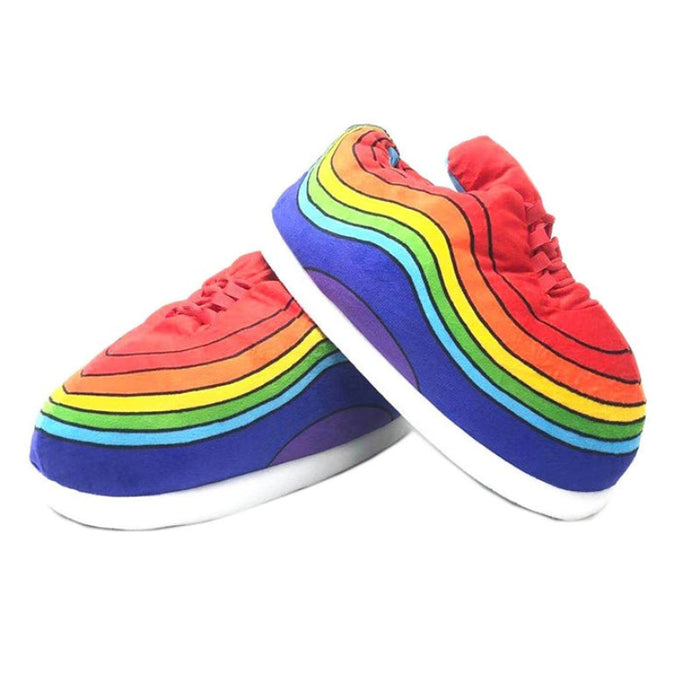 Rainbow Winter Indoor Fluffy Plush Sneaker Slippers