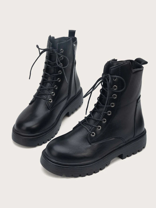 Simple Front Lace Up Boots