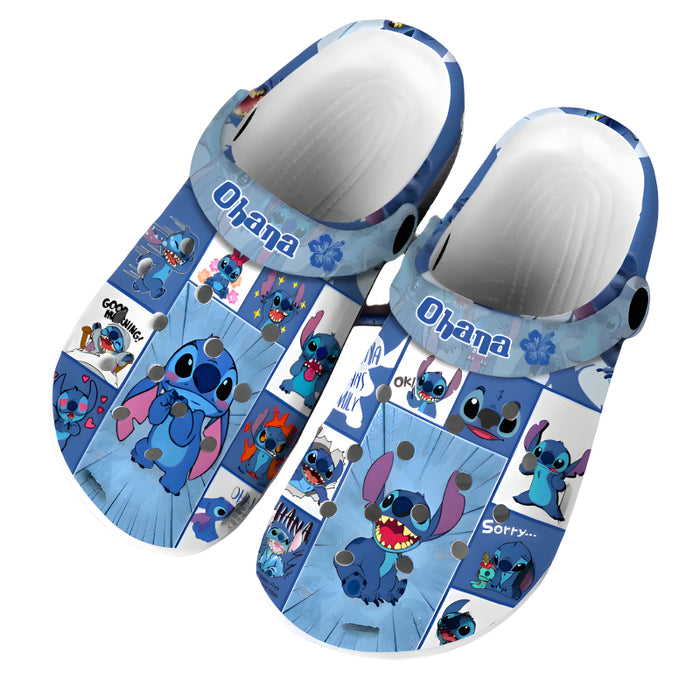 Stitch Ohana Themed Pattern Clogs