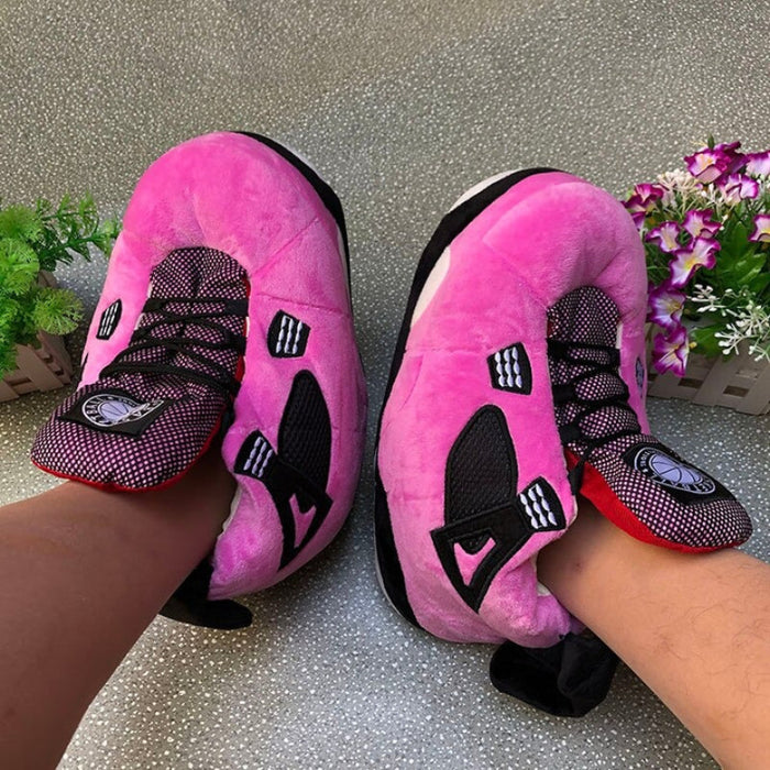 Warm Indoor Slip On Fluffy Plush Sneaker Slippers