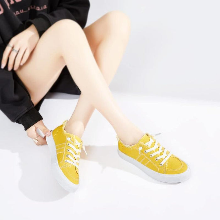 Womens Frayed Canvas Casual Sneakers