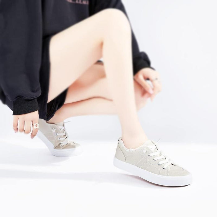 Womens Frayed Canvas Casual Sneakers