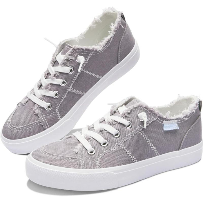 Womens Frayed Canvas Casual Sneakers