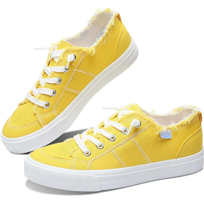 Womens Frayed Canvas Casual Sneakers