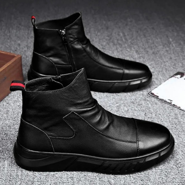 Anti Slip Leather Zipper Boot