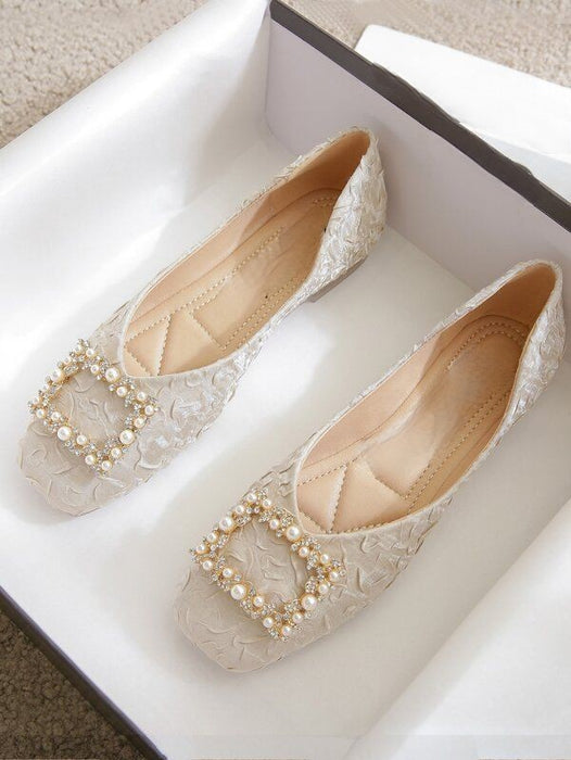 Pearl Designed Square Toe Loafers